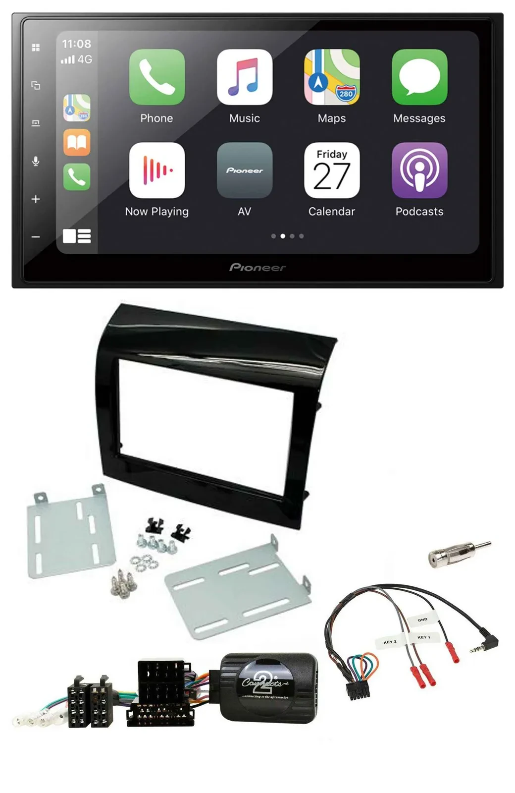 Автомагнитола Pioneer 2-DIN, Bluetooth, DAB, USB для Fiat Ducato 2012–2015, черный (Piano Black)