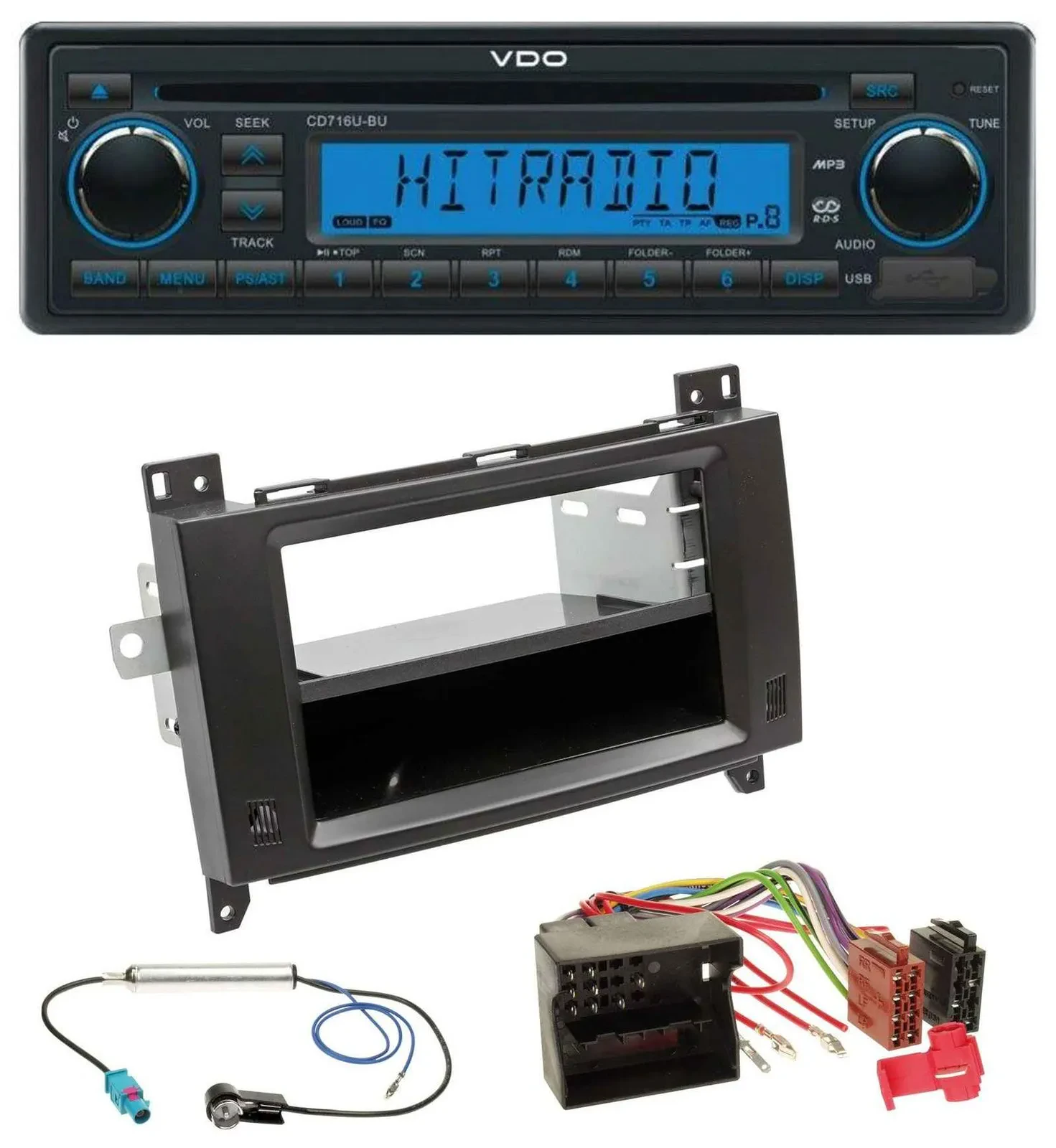 VDO AUX MP3 1DIN CD USB Autoradio für Mercedes Viano Vito 06-14 schwarz