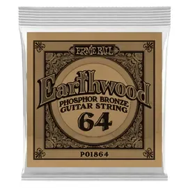 Струна для акустической гитары Ernie Ball P01864 Earthwood, фосфорная бронза, калибр 64