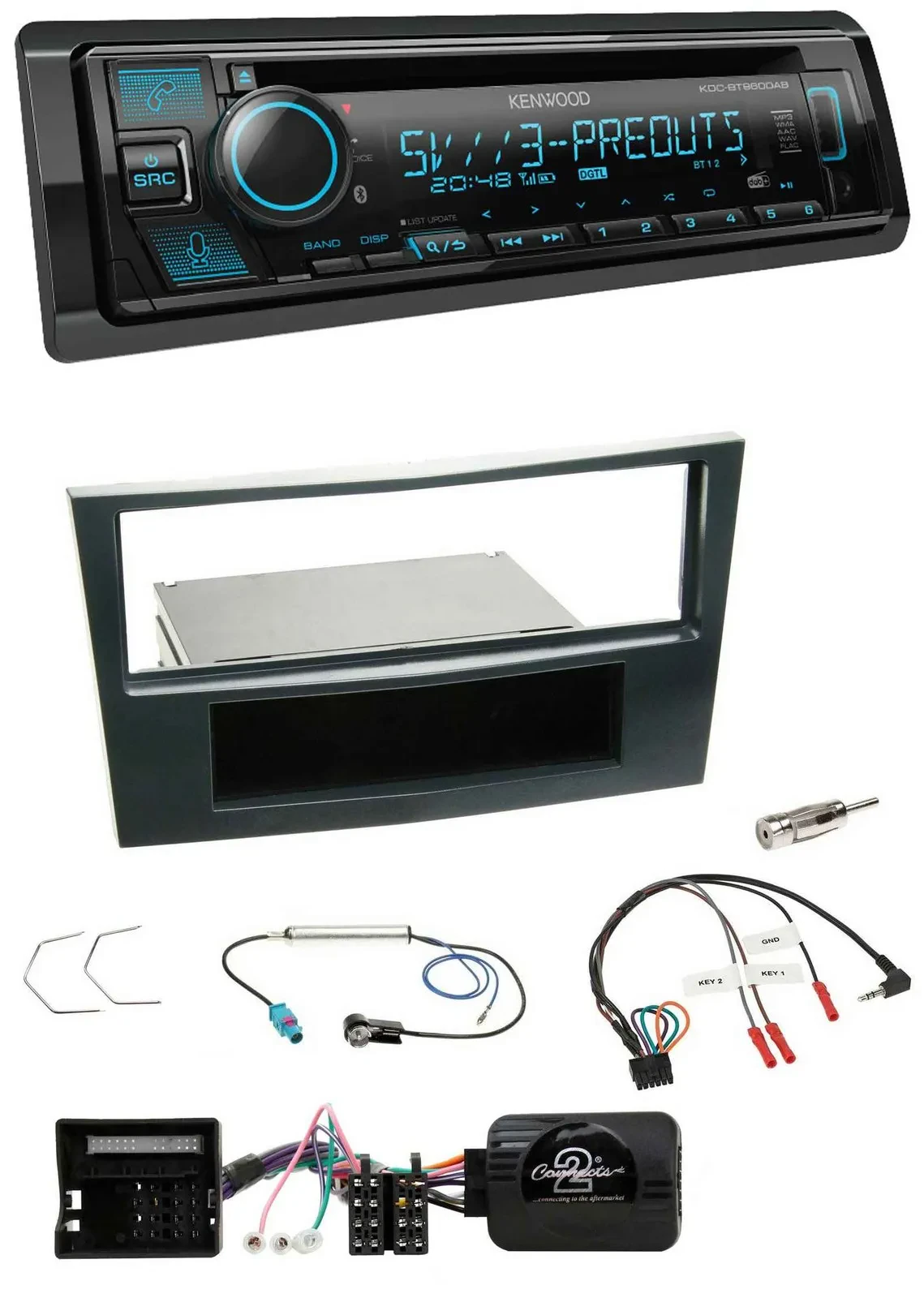 Kenwood Bluetooth USB CD Lenkrad DAB Autoradio für Opel Corsa D 06-08 Stealth Sc