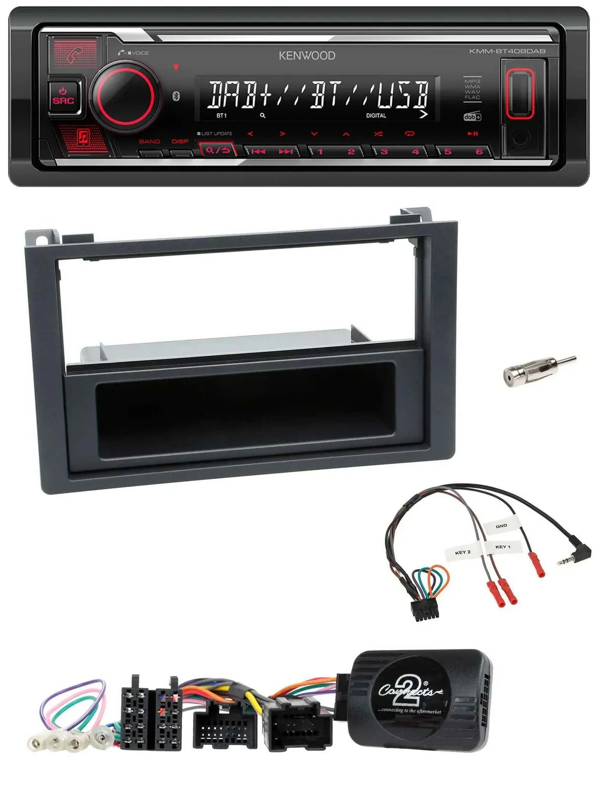Kenwood Lenkrad Bluetooth USB DAB Autoradio für Saab 9.3 (ab 2008)