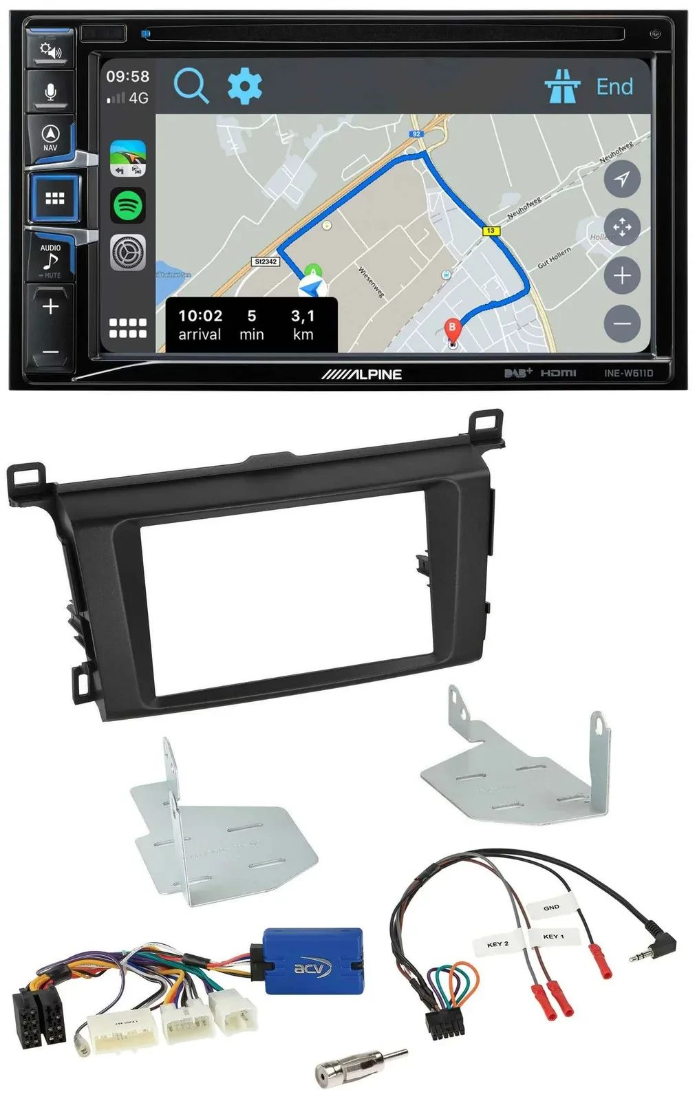 Alpine DAB TMC Bluetooth 2DIN USB Lenkrad Navigation für Toyota RAV 4 ab 2013