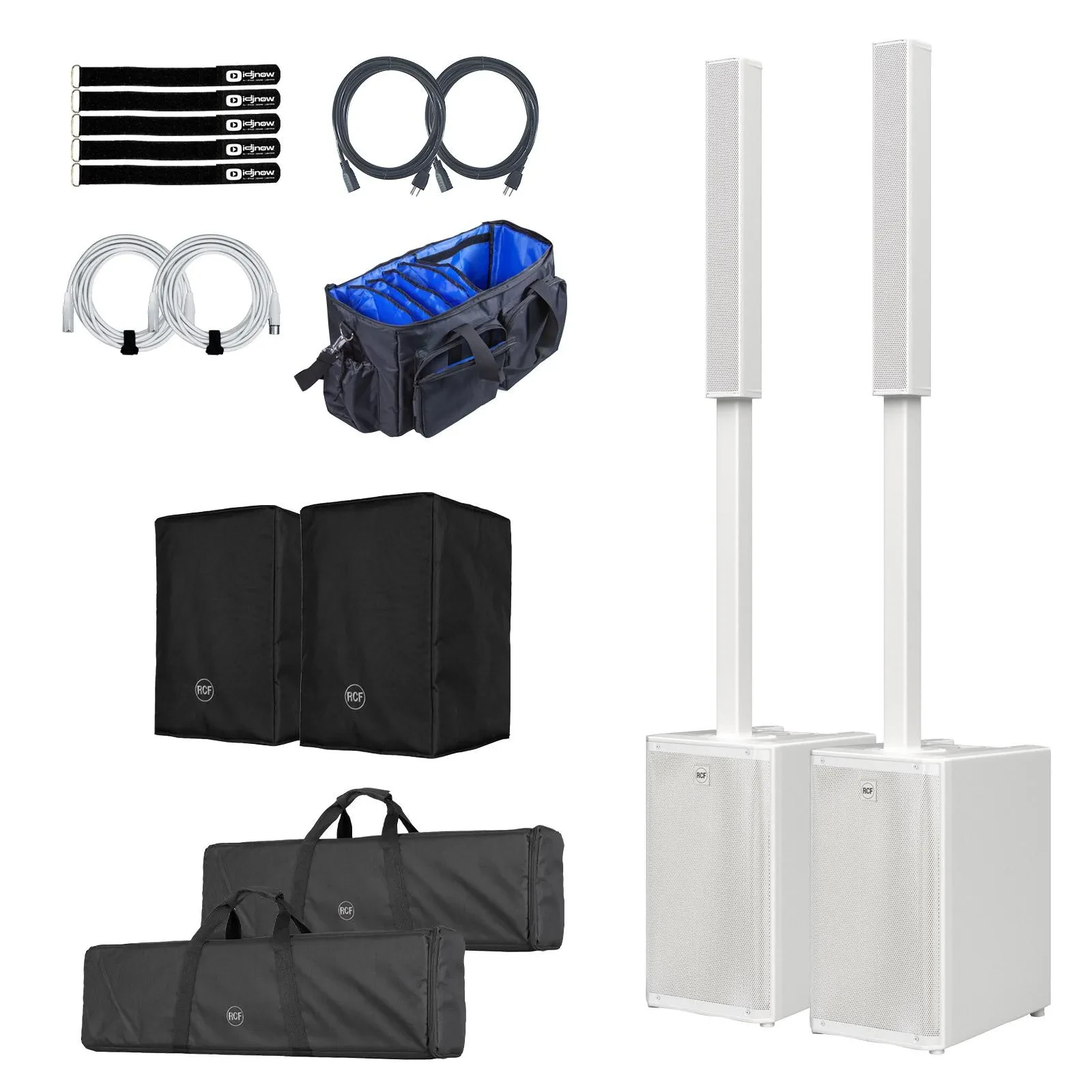RCF EVOX-JMIX-9-W 12" Three-Way Column Array White 2-Pack with Covers