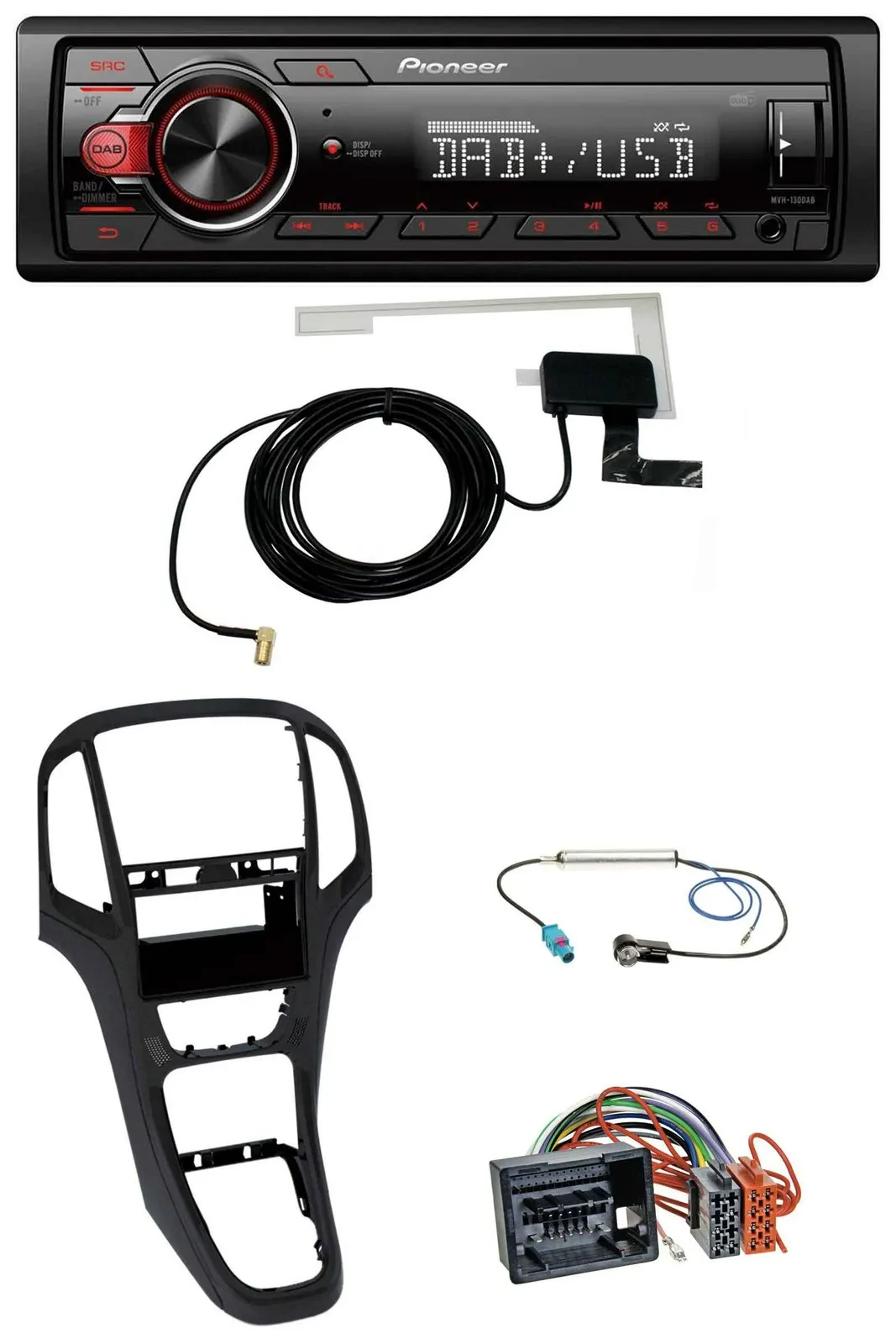 Автомагнитола для Opel Astra J Pioneer 1DIN MP3 DAB USB AUX перламутровый чёрный