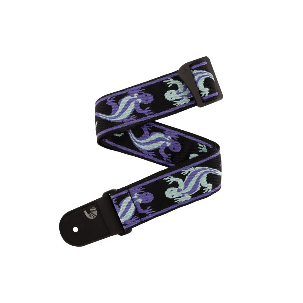 D'Addario Vintage Planet Waves Nylon 2" Guitar Strap, Teal Lizards