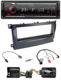 Автомагнитола Kenwood Bluetooth, USB, DAB, для Ford S-Max/Mondeo (2007–2014), черный, с поддержкой управления с руля