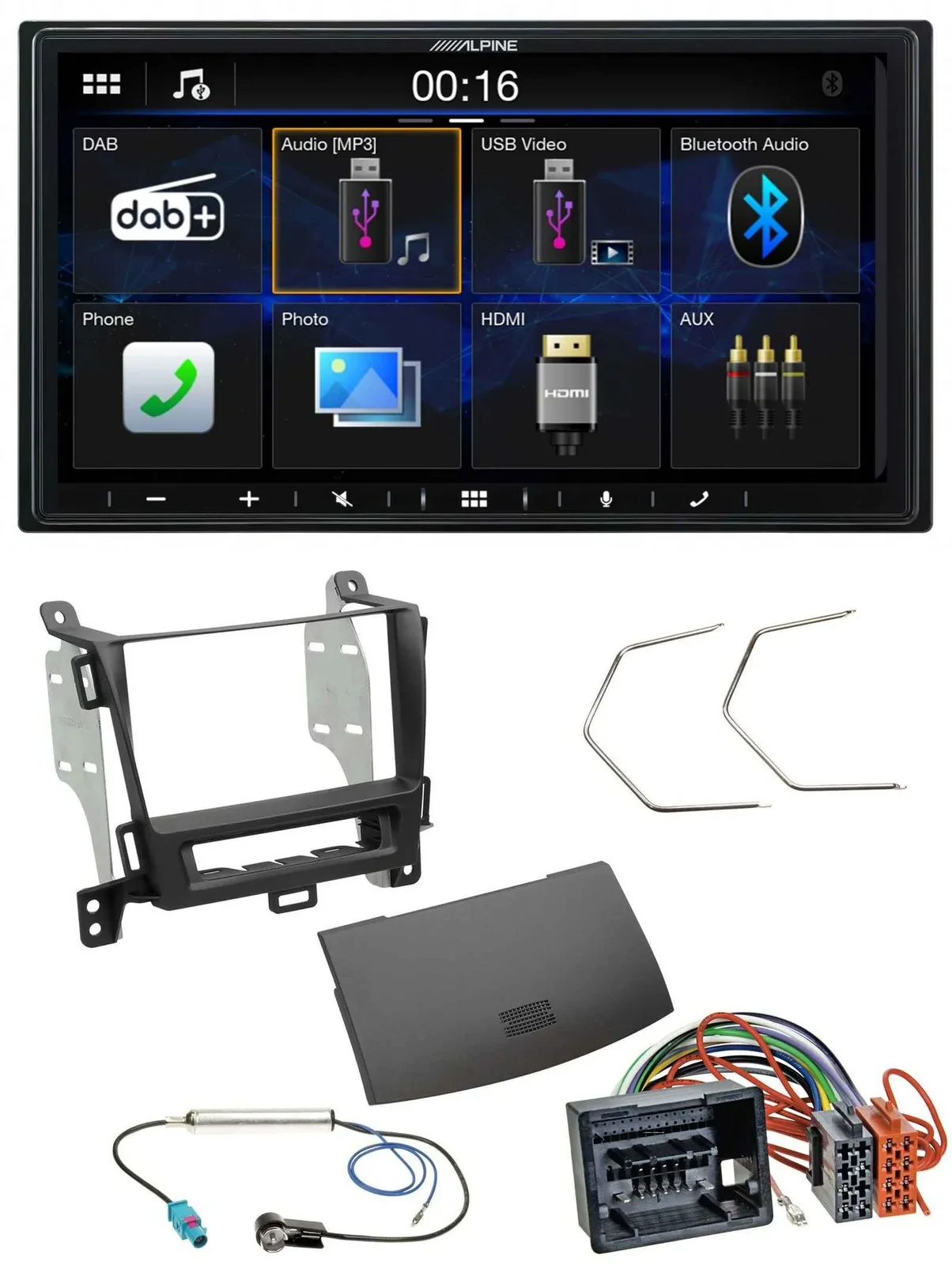 Автомагнитола для Opel Zafira (с 2012) Alpine 2DIN, Bluetooth, DAB, USB, MP3, чёрный