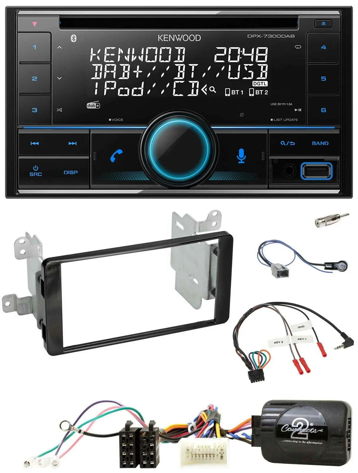 Kenwood CD 2DIN DAB USB Lenkrad Bluetooth Autoradio für Mitsubishi ab 2012 Outla