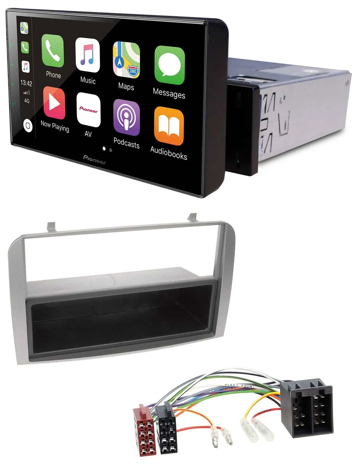 Автомагнитола для Alfa Romeo 147/GT Pioneer Bluetooth, MP3, DAB, USB, серебристый, с нишей