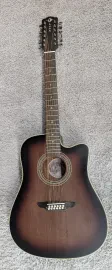 Luna Art Vintage Dreadnought 12 String Solid Top Acoustic Electric Guitar - Bstk