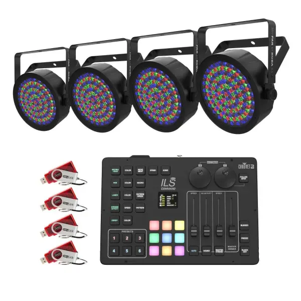 Светодиодный прибор Chauvet DJ SlimPAR 64 RGBA ILS с контроллером (4 штуки)