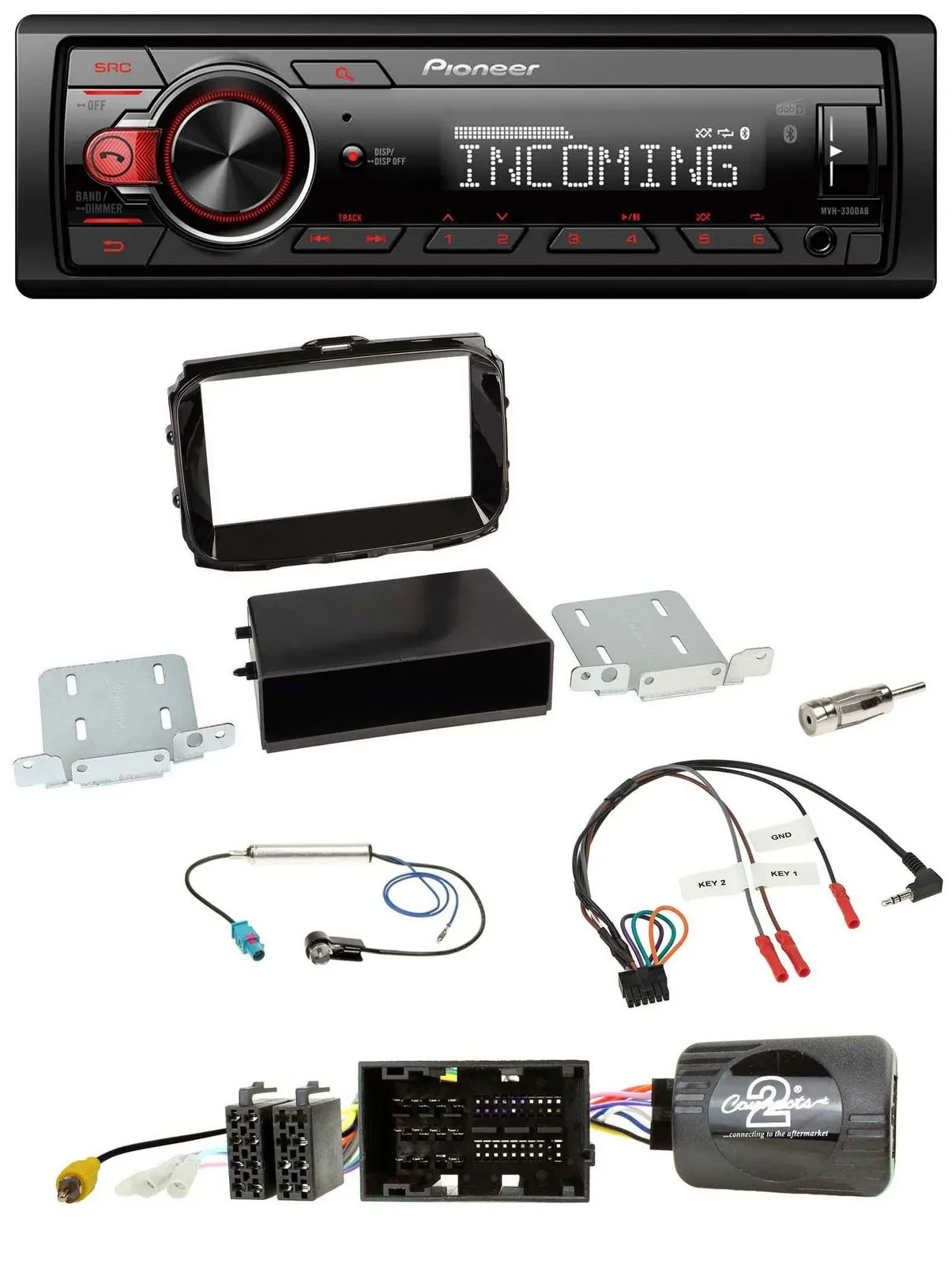 Автомагнитола для Alfa Romeo Giulietta (2013–2021) Pioneer Bluetooth, USB, DAB, черный глянец (piano black)