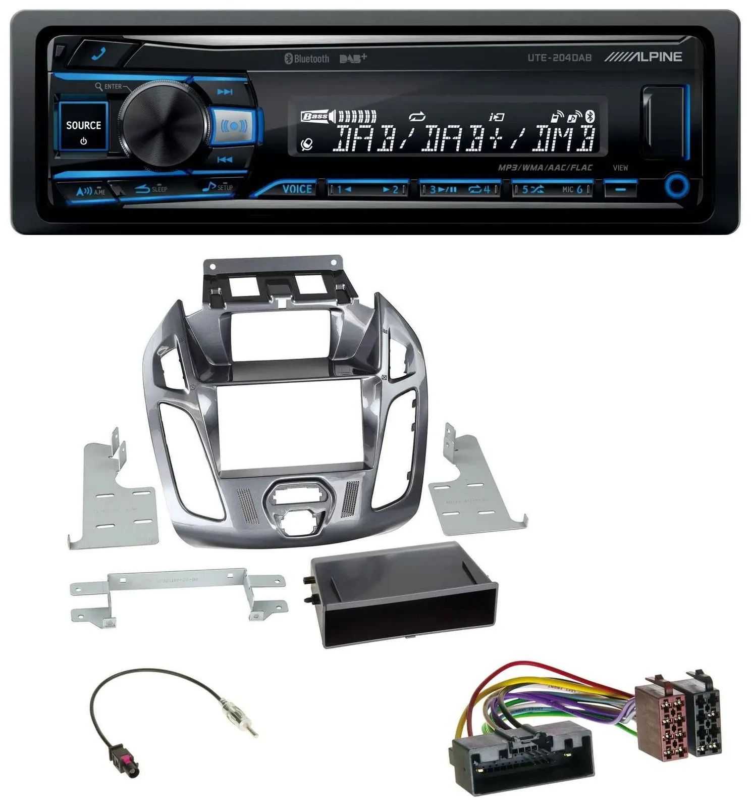 Alpine USB Bluetooth DAB MP3 Autoradio für Ford Transit Connect 2012-2018 Displa