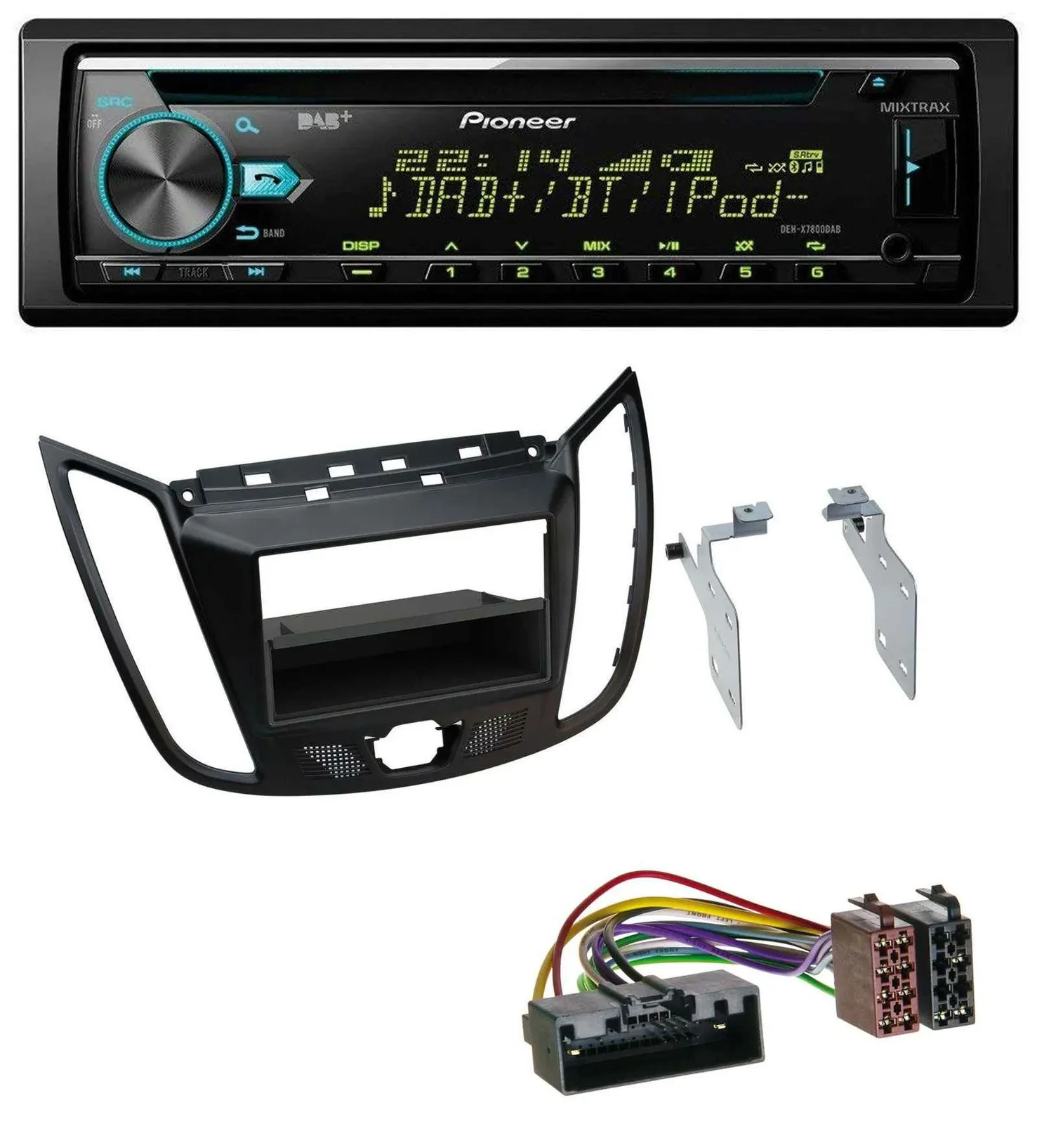 Автомагнитола Pioneer DAB CD/MP3 USB Bluetooth для Ford C‑Max/Kuga, матовый черный