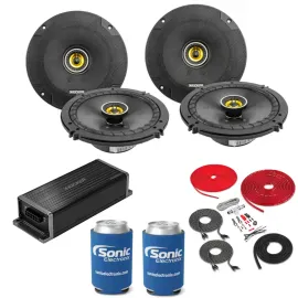 Динамики автомобильные Kicker CSC65 + усилитель (набор, 2 пары, с комплектом установки усилителя)
