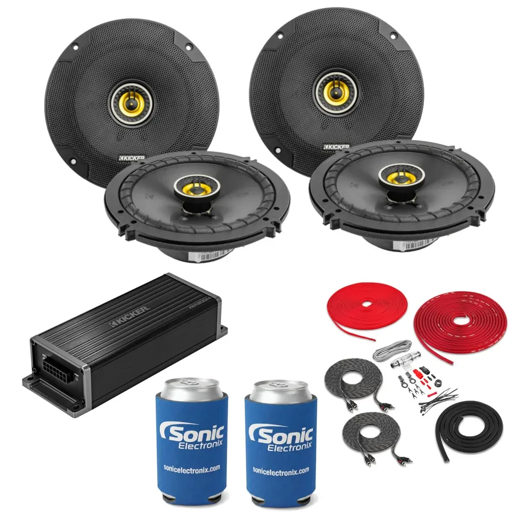 Динамики автомобильные Kicker CSC65 + усилитель (набор, 2 пары, с комплектом установки усилителя)