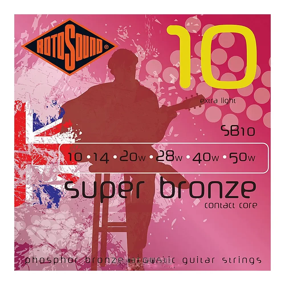 Струны для акустической гитары Rotosound SB10 10-50, бронза фосфорная