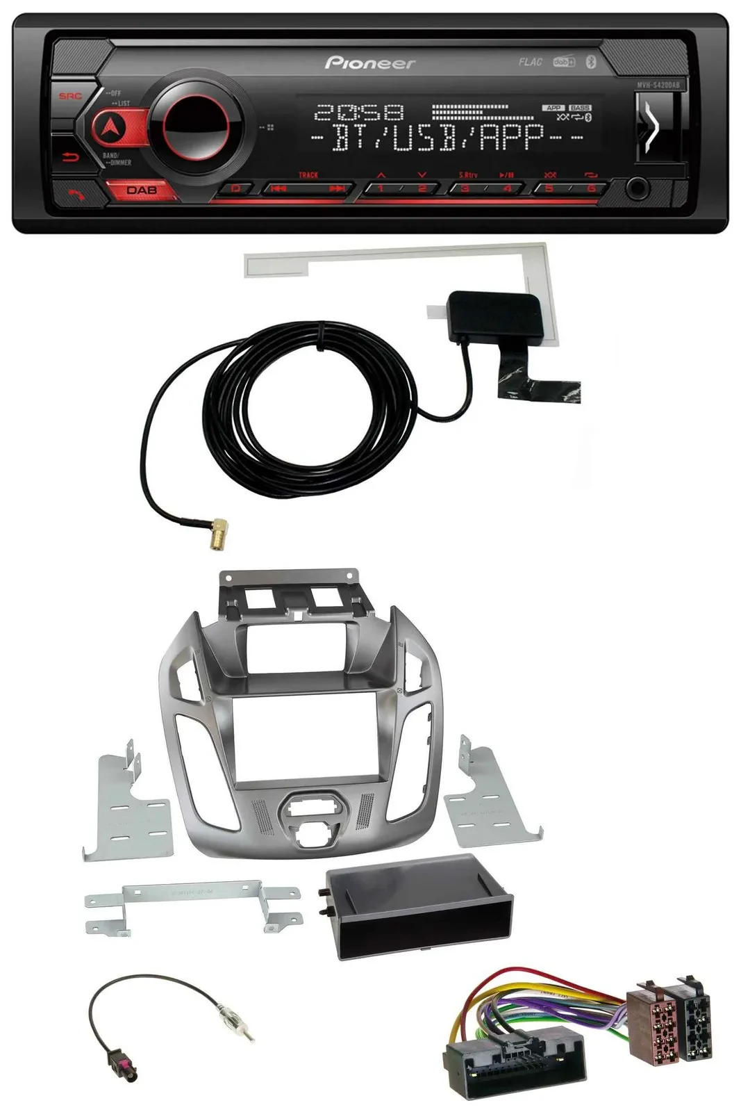 Pioneer DAB USB MP3 Bluetooth Autoradio für Ford Transit Connect mit Display 12-