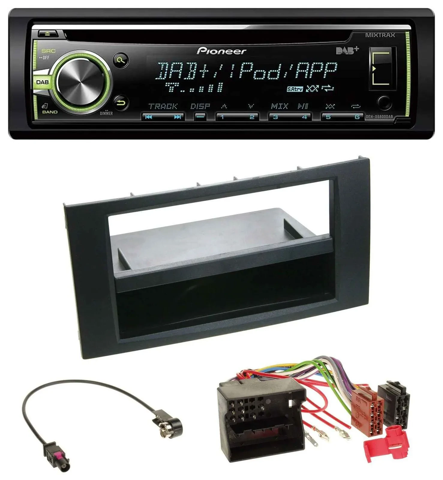 Pioneer DAB USB MP3 AUX CD Autoradio für Ford Focus Fiesta 04-08 schwarz