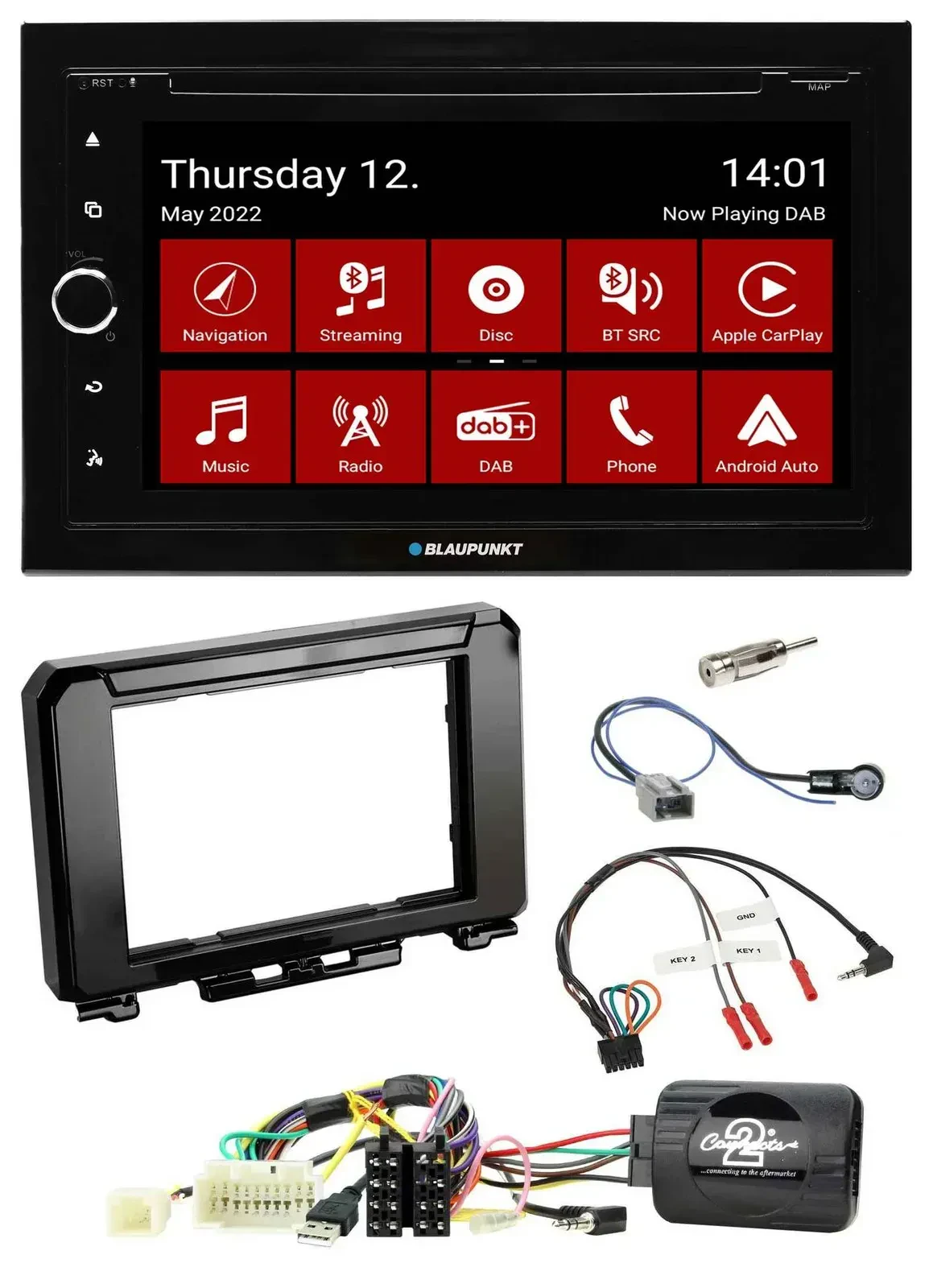 Blaupunkt 2DIN Lenkrad Bluetooth USB TMC DAB Navigation für Suzuki Jimmny GJ ab