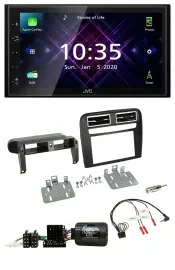 JVC DAB 2DIN Lenkrad Bluetooth USB Autoradio für Fiat Grande Punto 06-09 schwarz