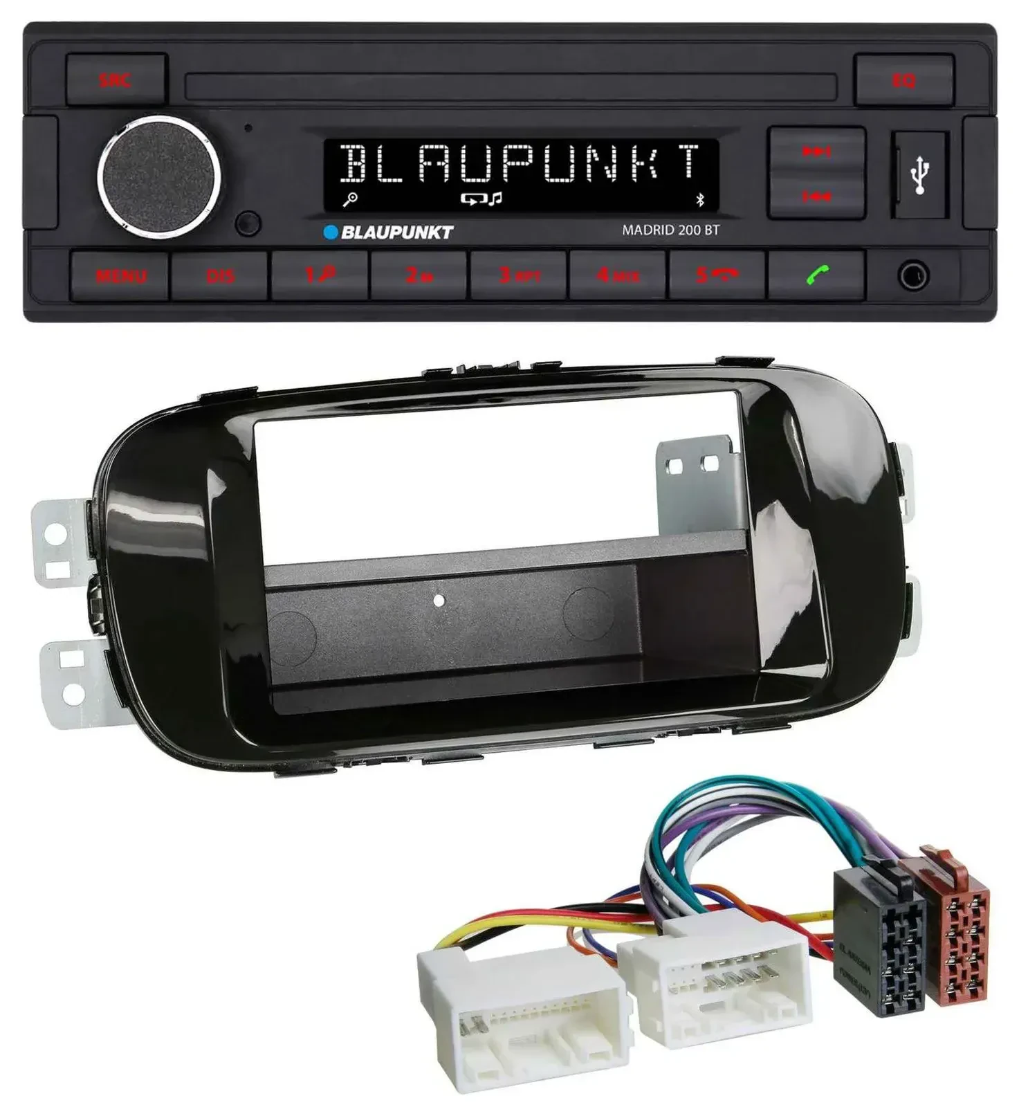 Blaupunkt USB AUX Bluetooth MP3 Autoradio für Kia Soul PS ab 14 piano-schwarz