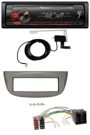 Автомагнитола Pioneer 1 DIN USB, DAB, MP3, AUX для Renault Twingo (2007–2012), бежево-серая