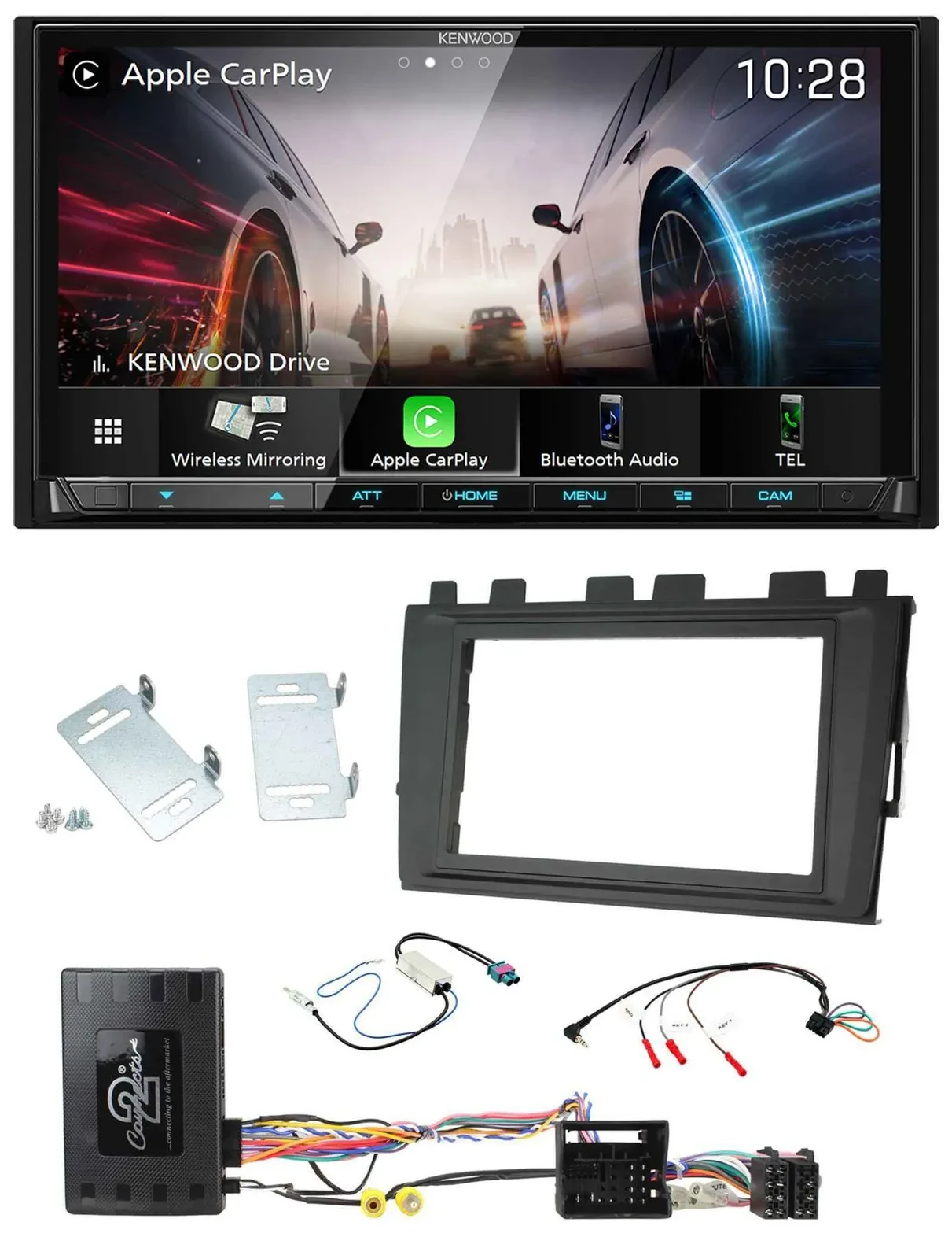 Kenwood Lenkrad 2DIN USB DAB Bluetooth Autoradio für VW Polo ab 2018 MIB II Info