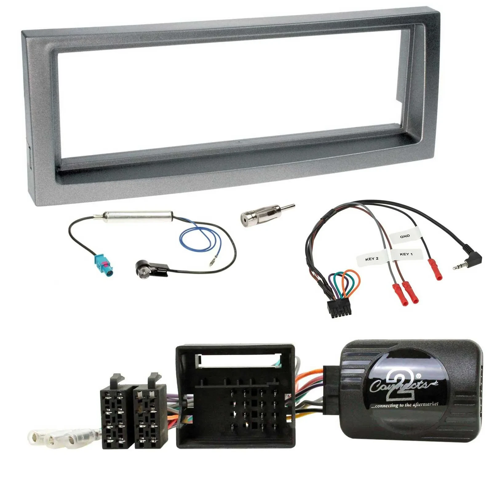 Radioset Lenkradadapter DIN Autoradio für Citroen C5 ab 2005 grau-metallic