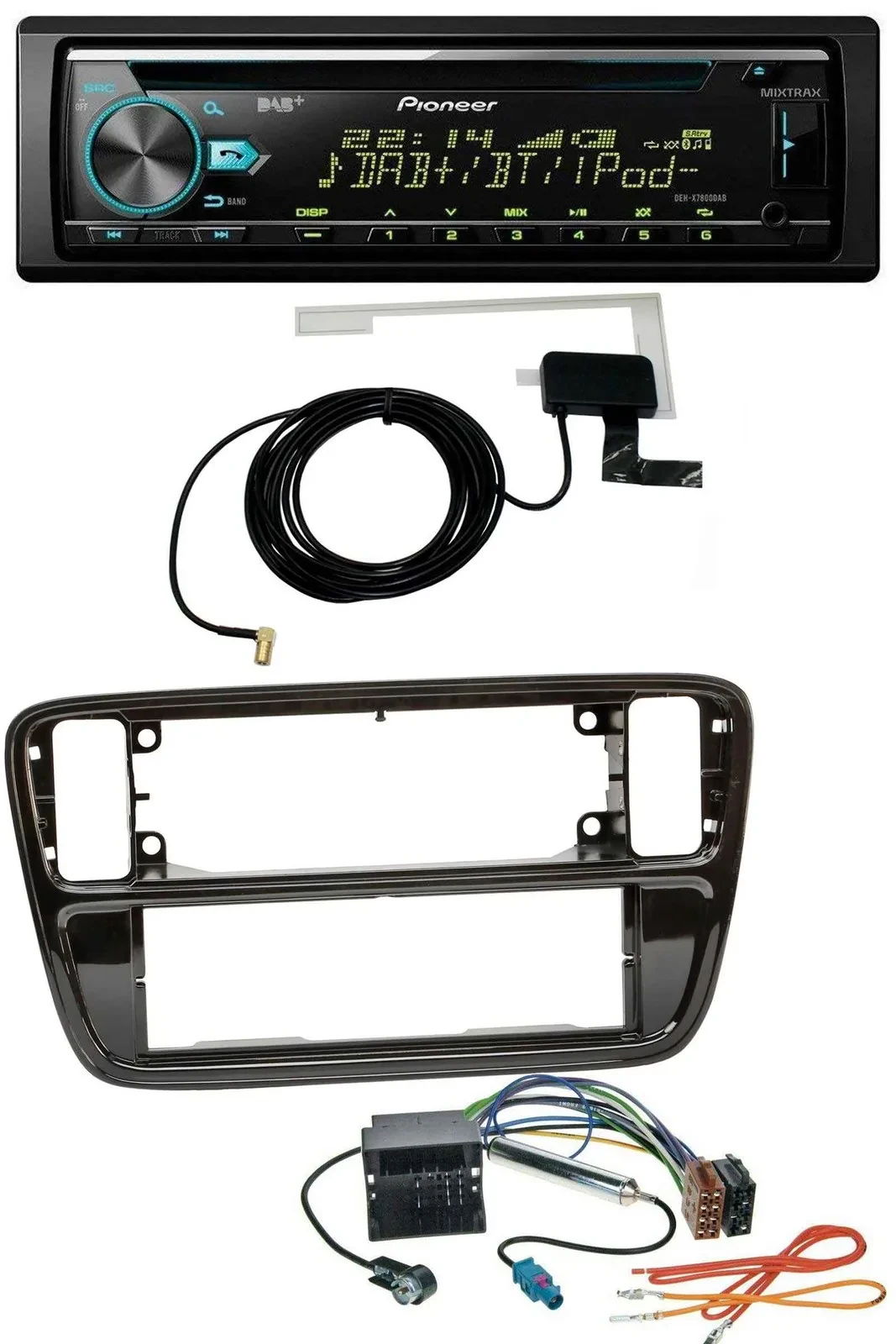 Pioneer MP3 AUX CD USB DAB Autoradio für VW Up AA AAN 2011-2016 piano black