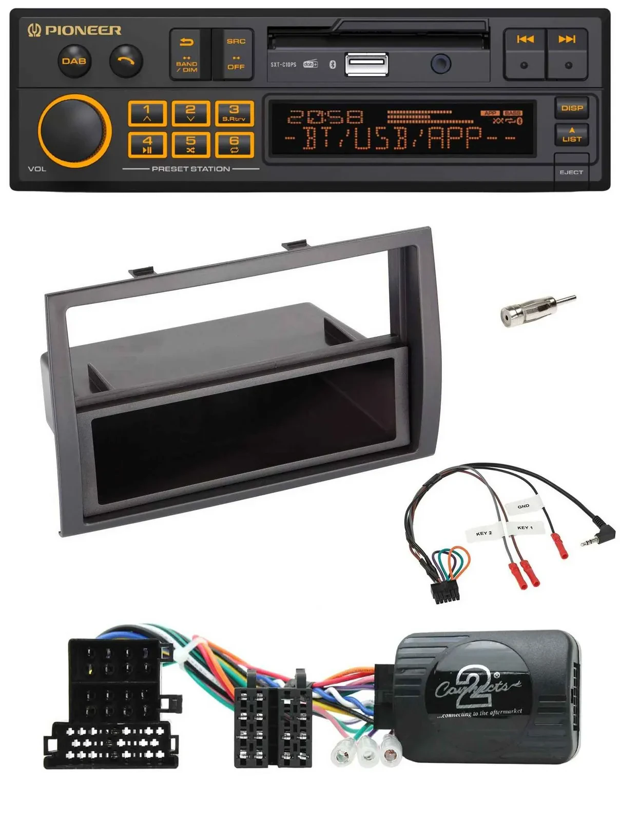 Автомагнитола Pioneer DAB, USB, Bluetooth для Citroen Jumper 2008–2011 с поддержкой управления на руле