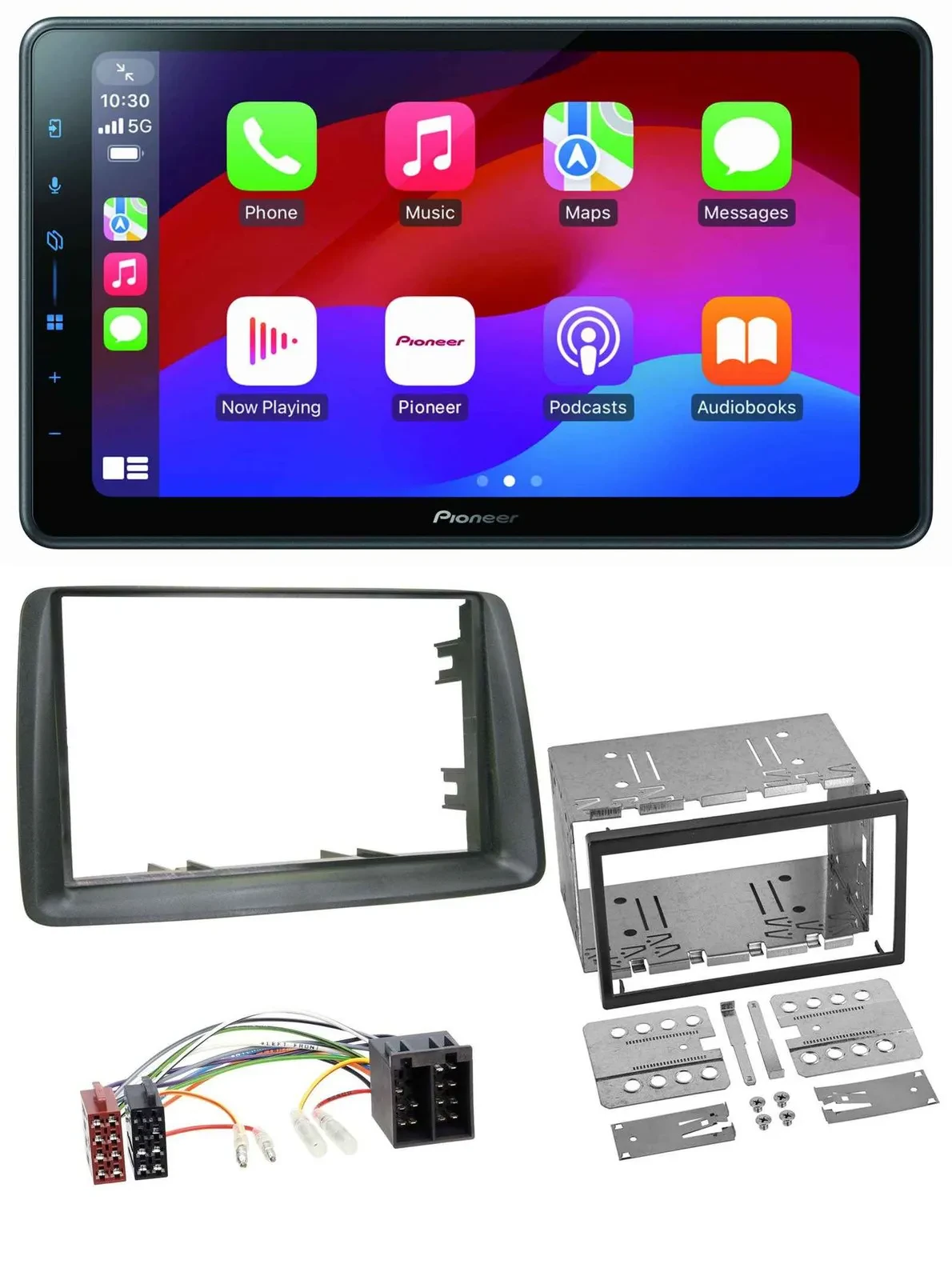 Автомагнитола для Fiat Panda 2003–2012 Pioneer 2DIN Bluetooth USB MP3 DAB, серый