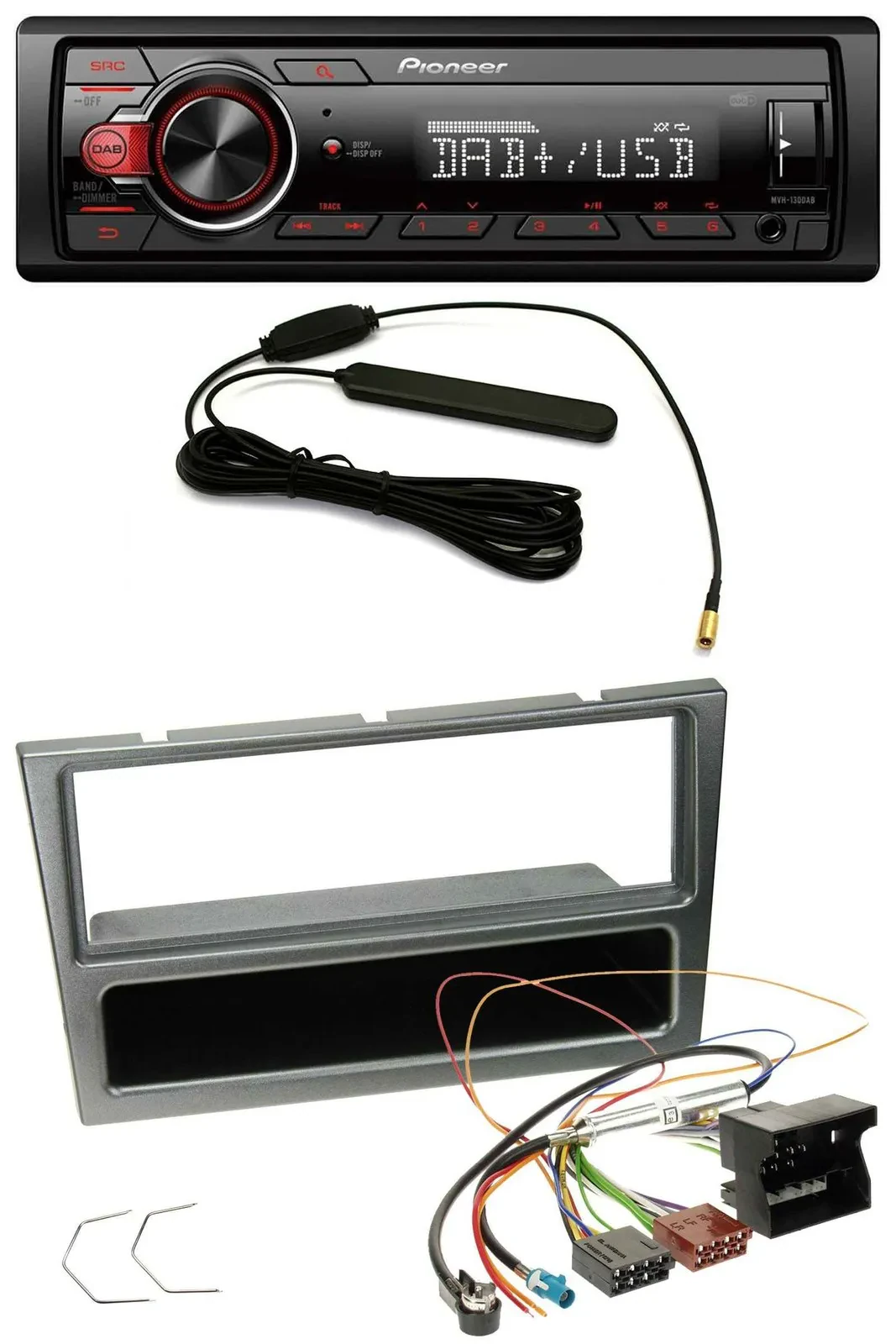 Автомагнитола Pioneer 1 DIN DAB USB AUX для Opel Corsa C (2004–2006) Quadlock