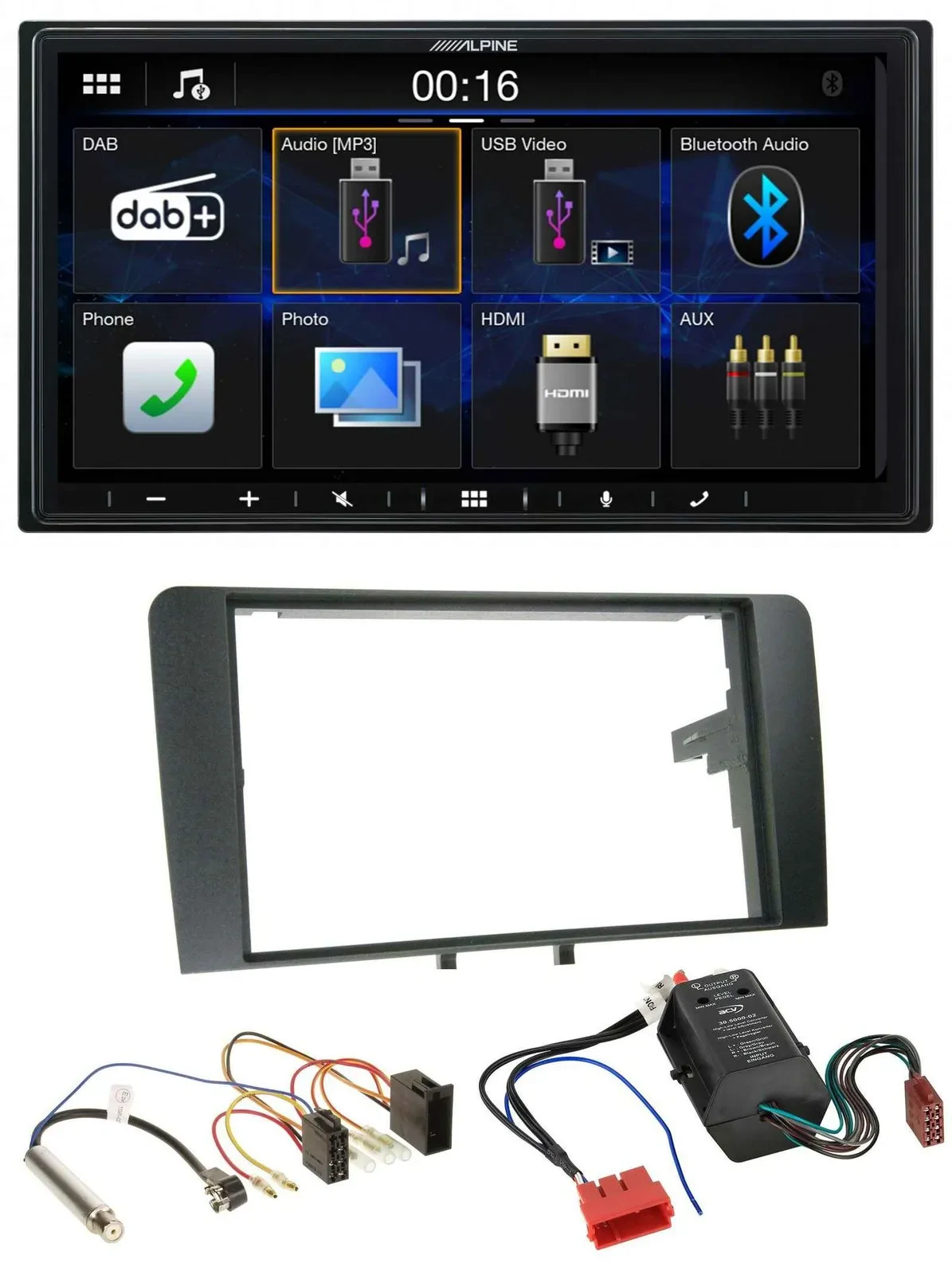 Alpine Bluetooth 2DIN MP3 DAB USB Autoradio für Audi A3 03-06 8P Bose Aktivsyste