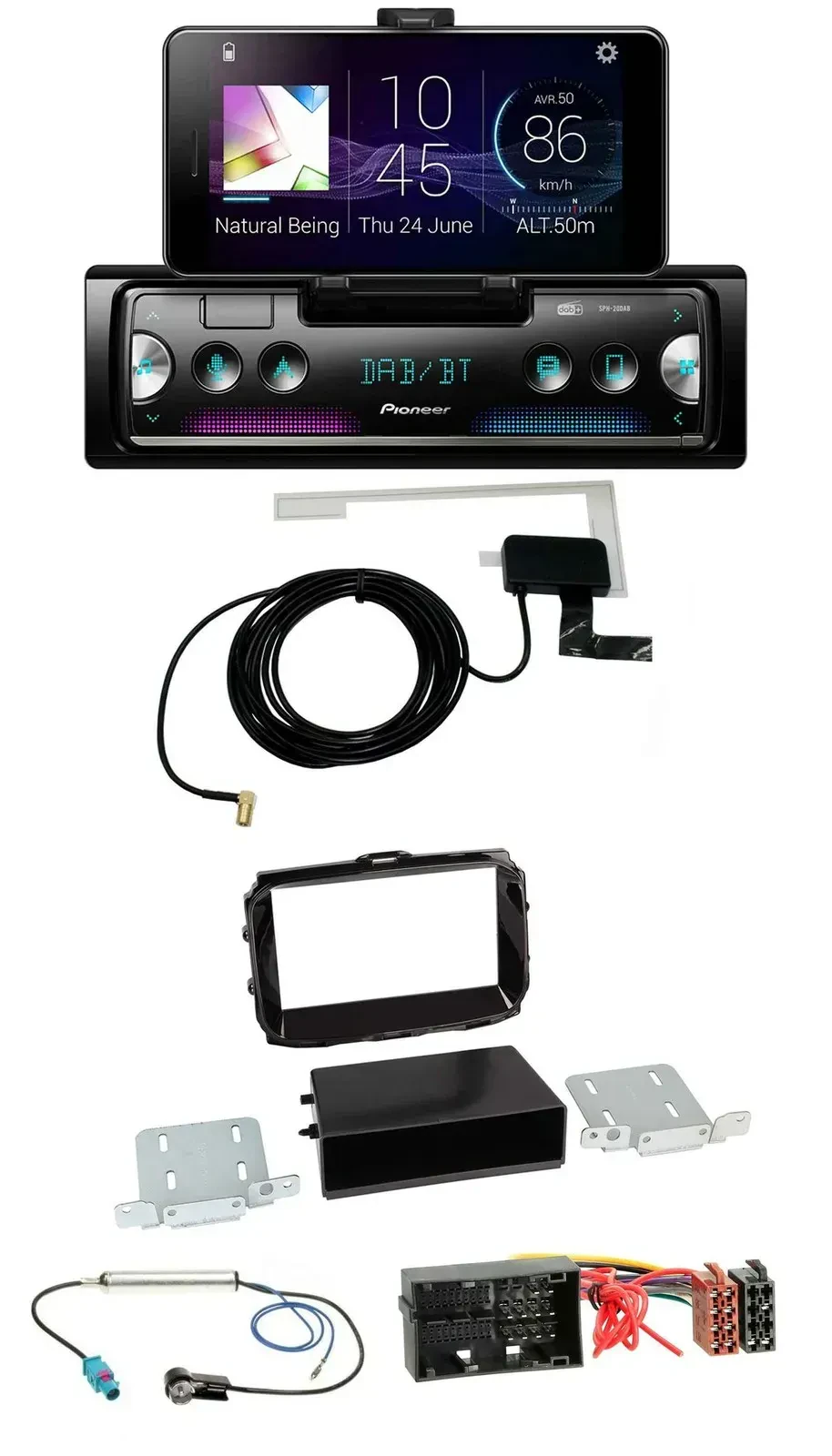 Автомагнитола для Alfa Romeo Giulietta Pioneer DAB, Bluetooth, MP3, USB, 52-pin, с 2013, чёрный (piano black)