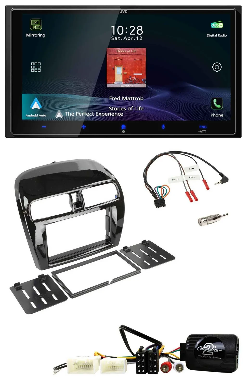 Автомагнитола JVC 2DIN USB Bluetooth DAB для Mitsubishi Mirage/Space Star, совместимая с управлением на руле
