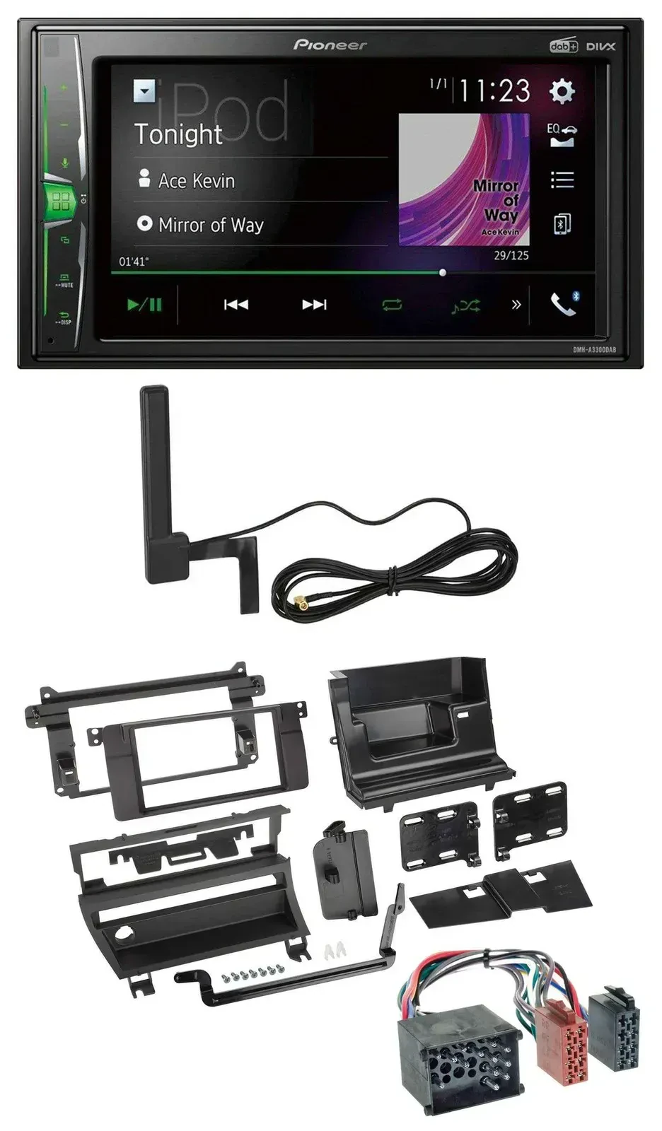 Автомагнитола Pioneer 2-DIN, MP3, DAB, Bluetooth, AUX для BMW 3 Series 1999–2002
