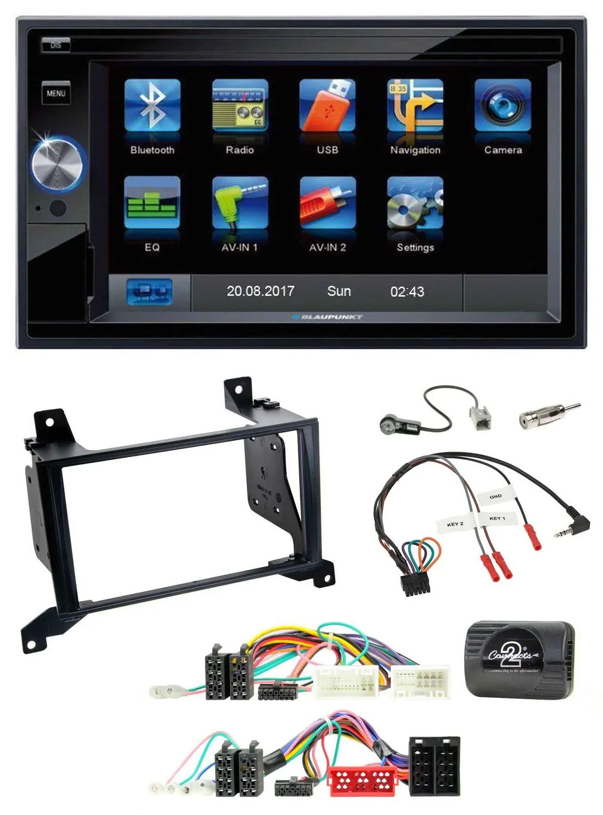 Blaupunkt 2DIN Bluetooth TMC USB Lenkrad SD Navigation für Hyundai Santa Fe CM 2