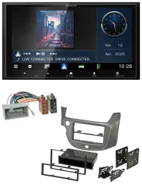 Автомагнитола для Honda Jazz Kenwood 2DIN, Bluetooth, USB, DAB, MP3, серебристый