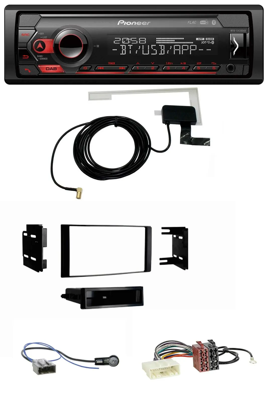 Автомагнитола Pioneer DAB USB MP3 Bluetooth для Nissan Micra 2013–2017, черный матовый