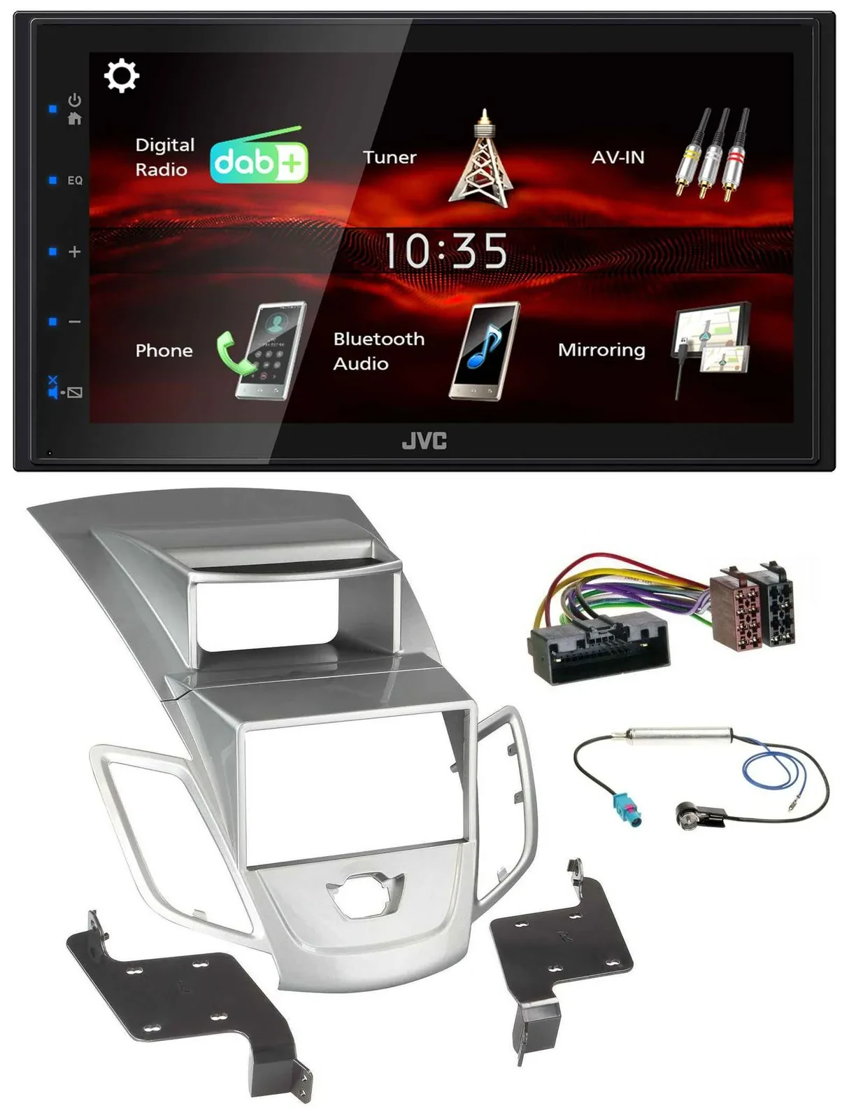 JVC USB Bluetooth MP3 DAB 2DIN Autoradio für Ford Fiesta 2010-17 Display silber
