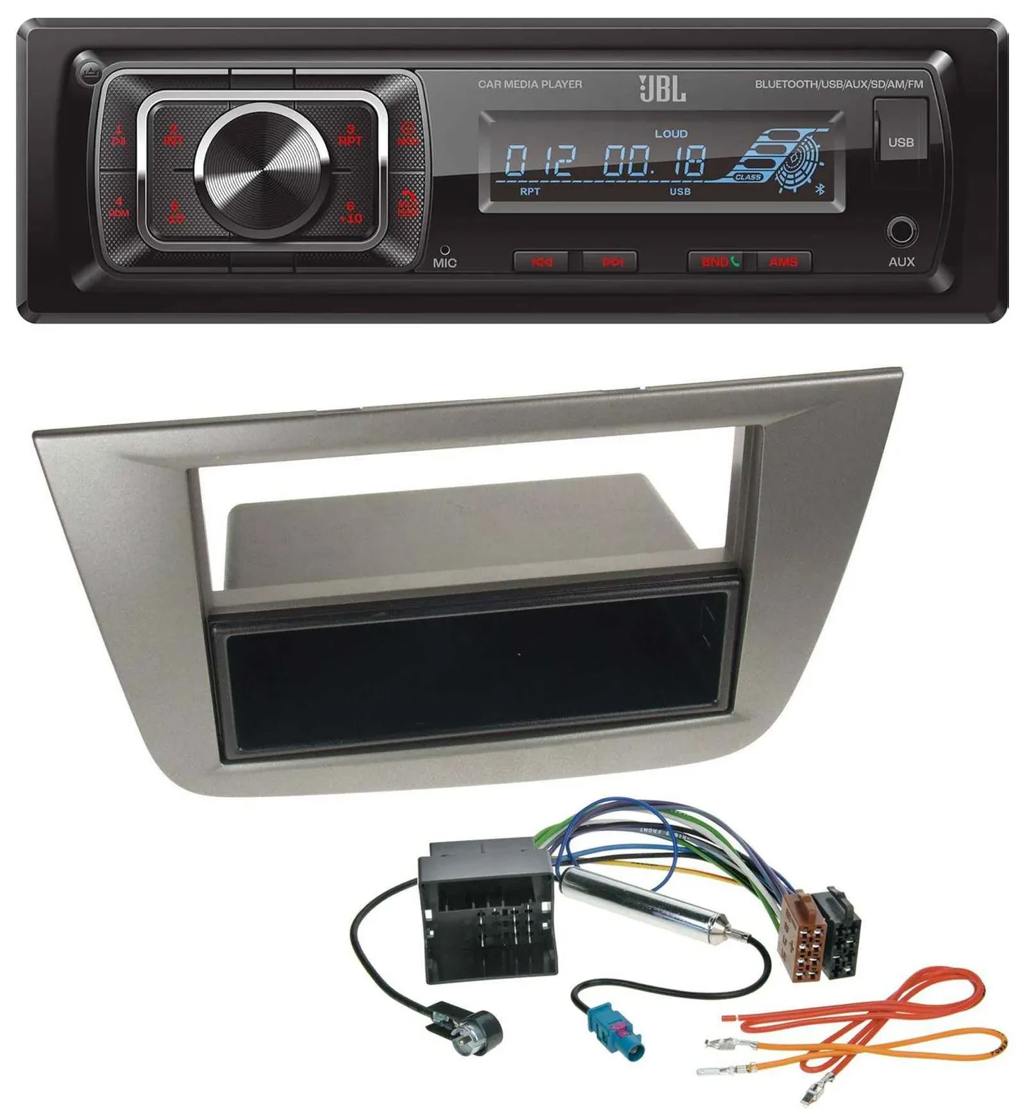 JBL SD AUX MP3 USB Bluetooth Autoradio für Seat Altea Toledo ab 05 Anthrazit-met