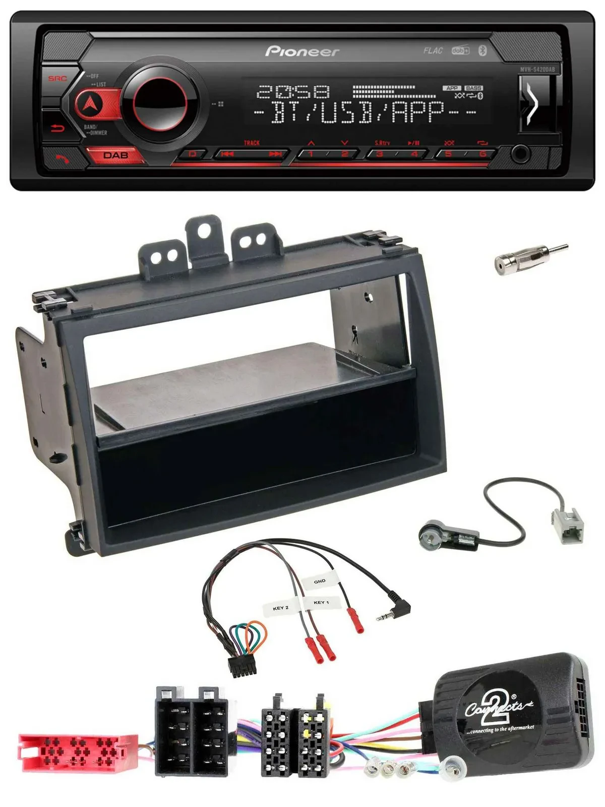 Автомагнитола Pioneer USB DAB Bluetooth для Hyundai i20 2009–2011 черный, резиновое покрытие