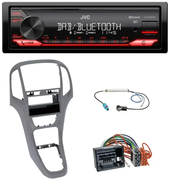 JVC Bluetooth USB DAB MP3 Autoradio für Opel Astra J ab 2009 Titan grau