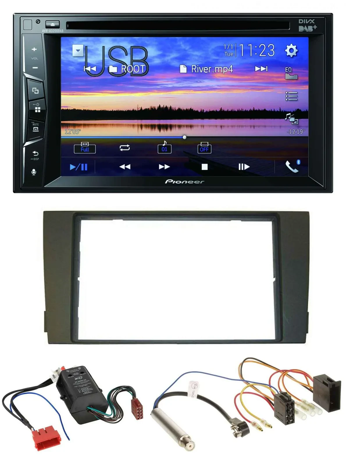 Автомагнитола Pioneer 2DIN Bluetooth USB DVD DAB MP3 для Audi A6 (C5, 2001–2005) совместима с Bose
