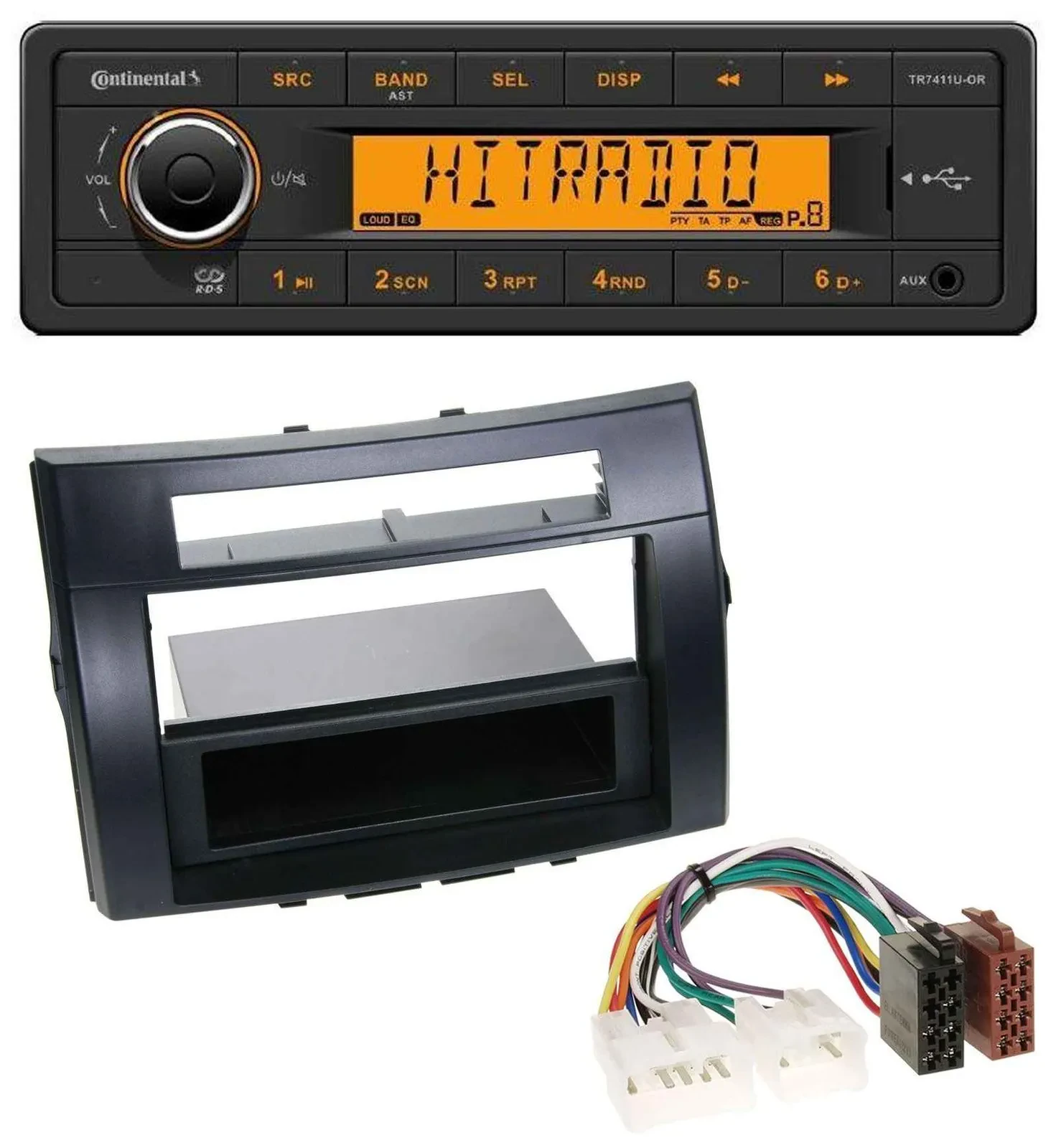 Continental 1DIN USB AUX MP3 Autoradio für Toyota Corolla Verso 04-09 schwarz