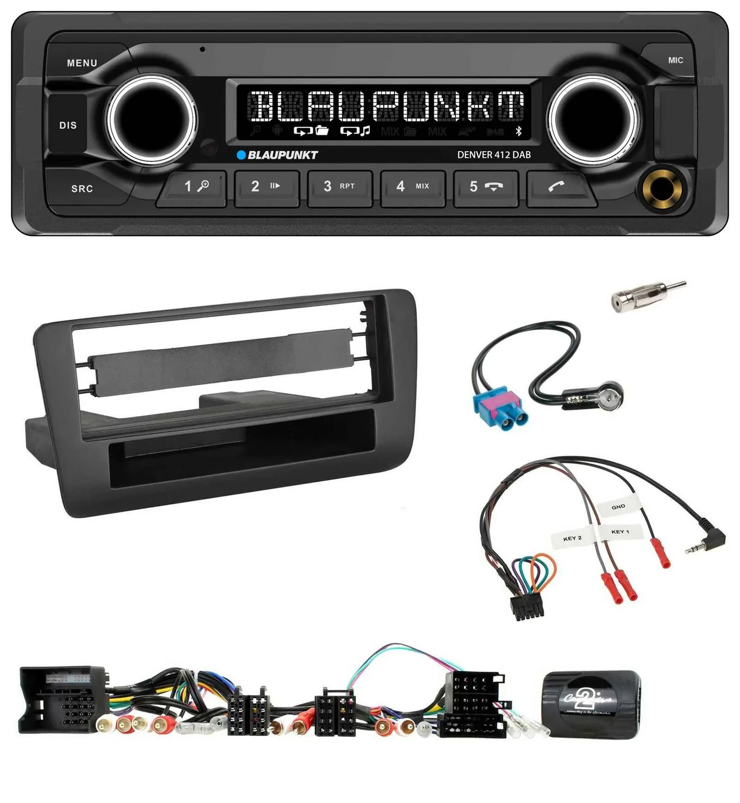 Blaupunkt Bluetooth DAB Lenkrad USB Autoradio für Audi A1 (2010-2019)