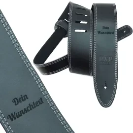 keepdrum personalisierter Gitarrengurt aus Echt-Leder Schwarz mit Wunsch-Text