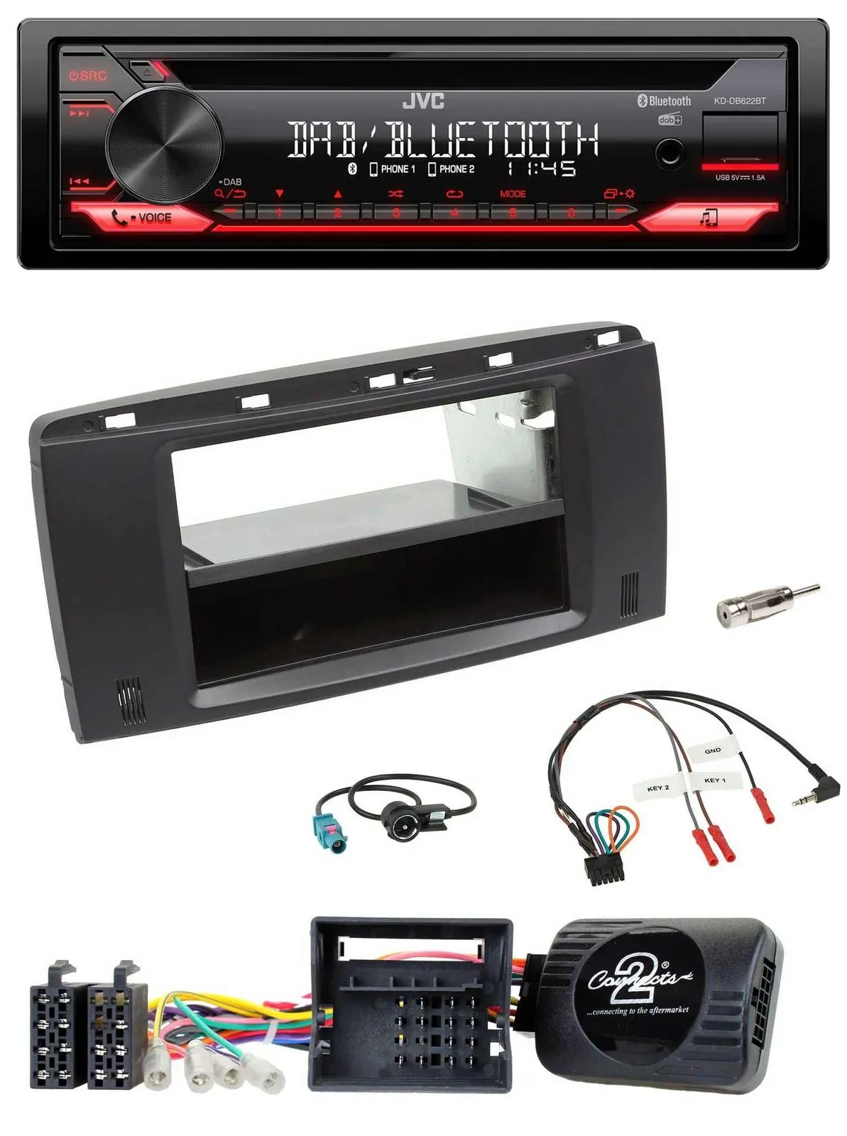 JVC CD DAB USB Bluetooth Lenkrad Autoradio für Mercedes R-Klasse W251 2006-2012