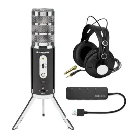 Samson Satellite USB iOS Microphone Bundle with Headphones and 4 Port USB Hub
